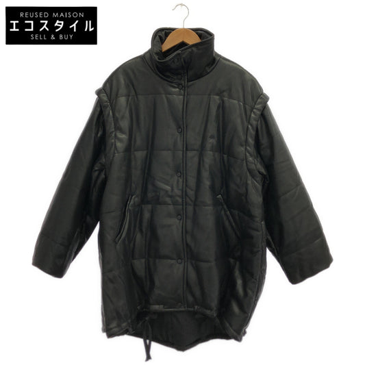 LE CIEL BLEU ルシェルブルー 24AW　ブラック キルティングエコレザー中綿コート トップス