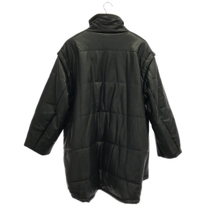 LE CIEL BLEU ルシェルブルー 24AW　ブラック キルティングエコレザー中綿コート トップス