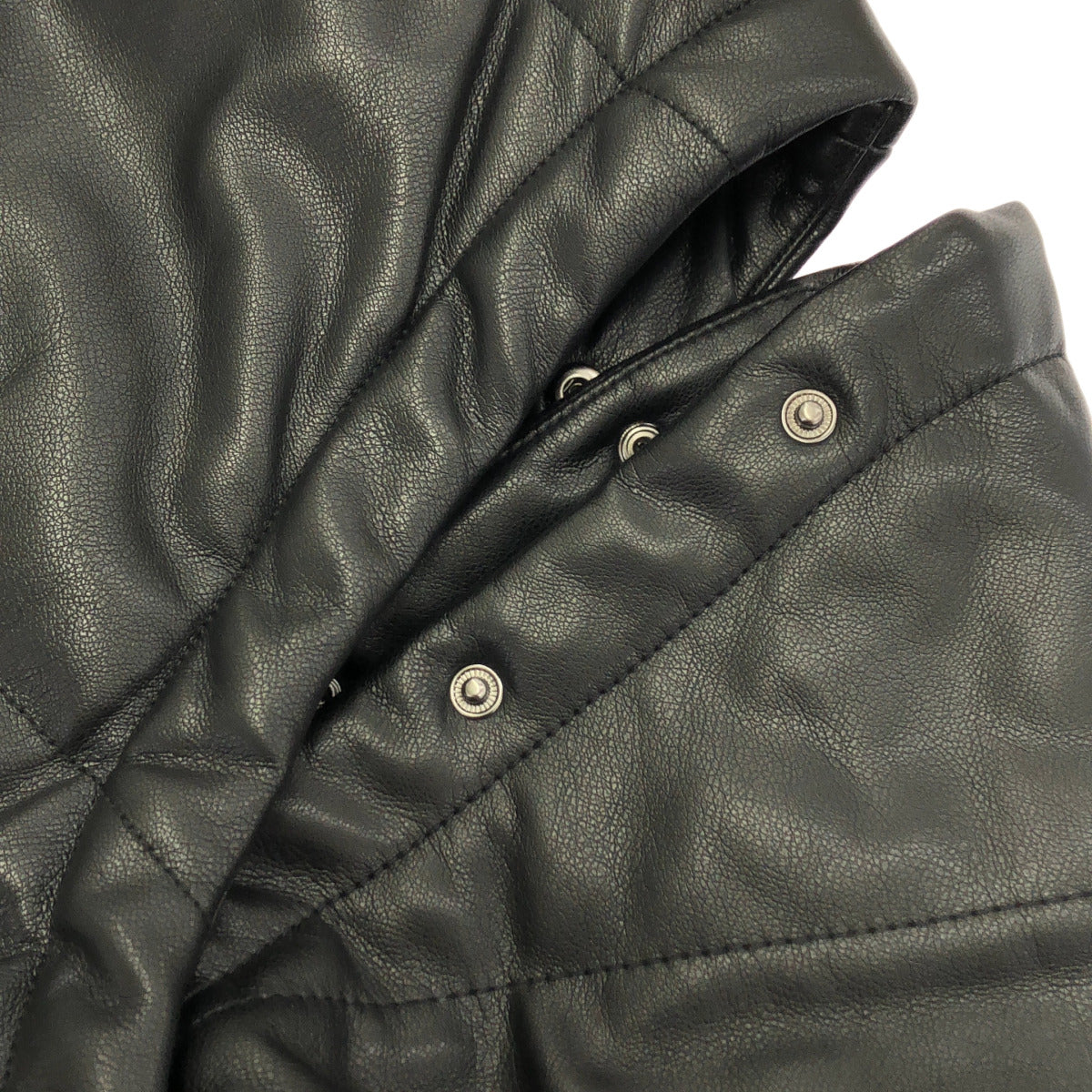 LE CIEL BLEU ルシェルブルー 24AW　ブラック キルティングエコレザー中綿コート トップス