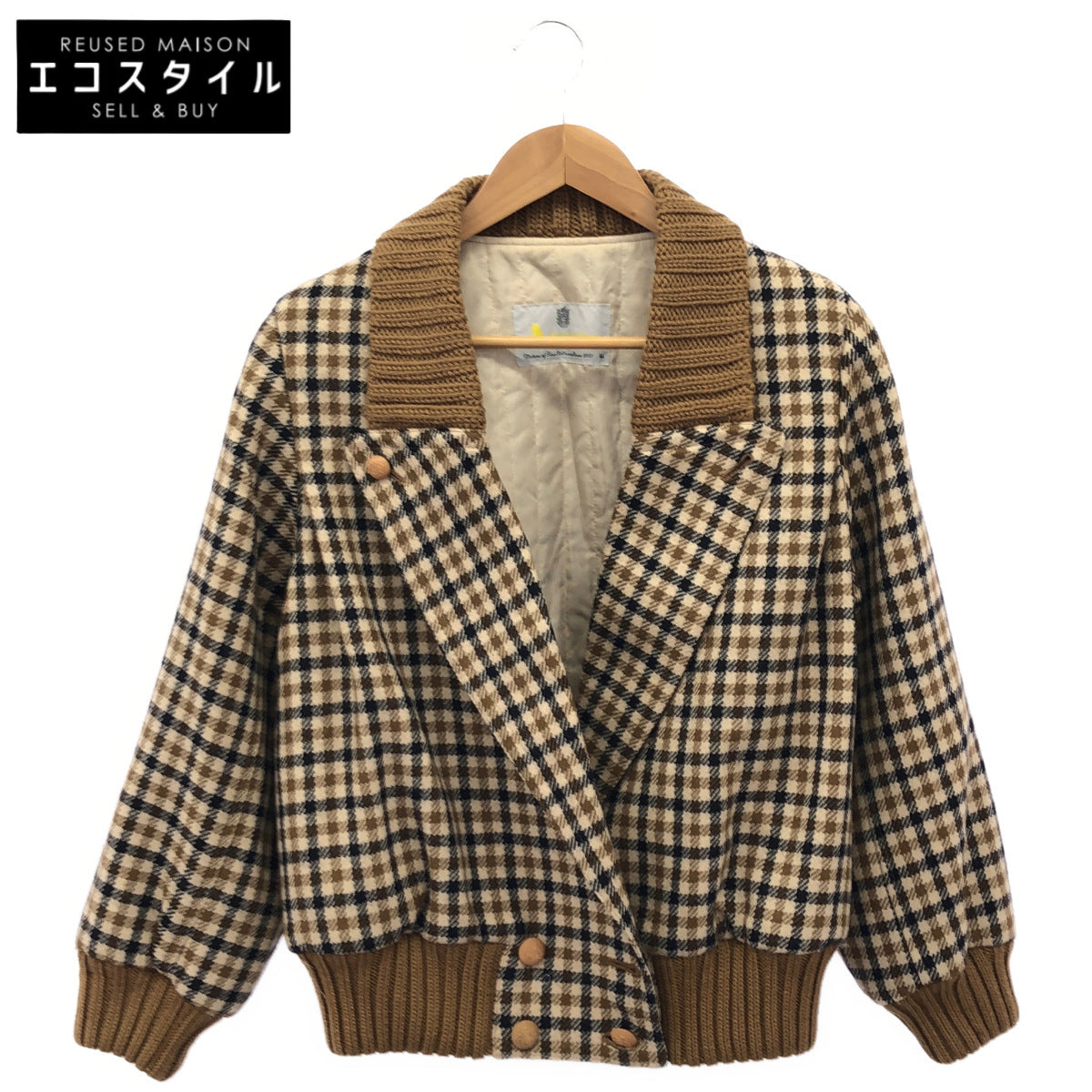 Aquascutum アクアスキュータム A550280 ウール100 チェック柄ブルゾンジャケット トップス