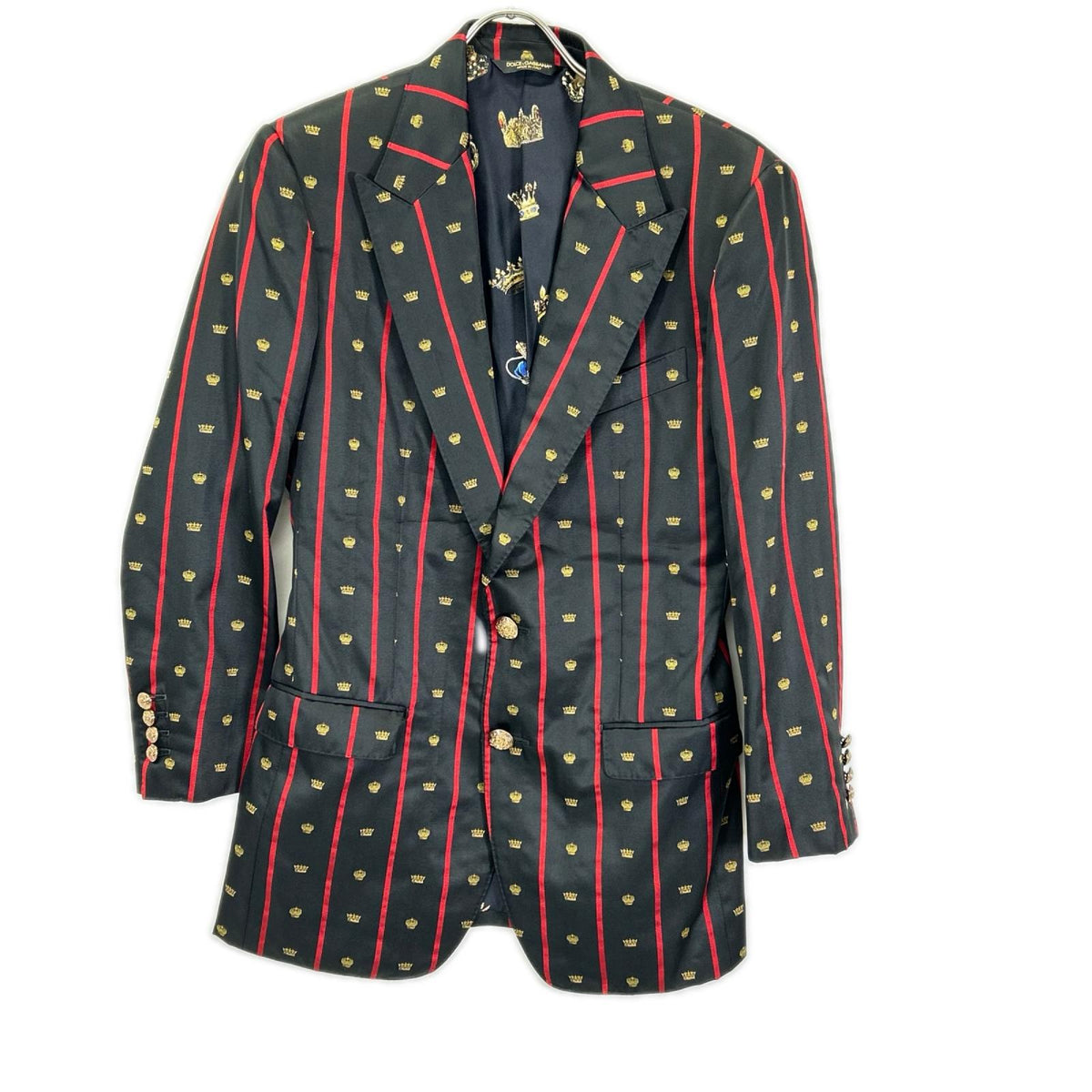 DOLCE&GABBANA ドルチェアンドガッバーナ G2KI1T FBMD8　SARTORIA ブラック×レッド クラウン テーラードジャケット ジャケット