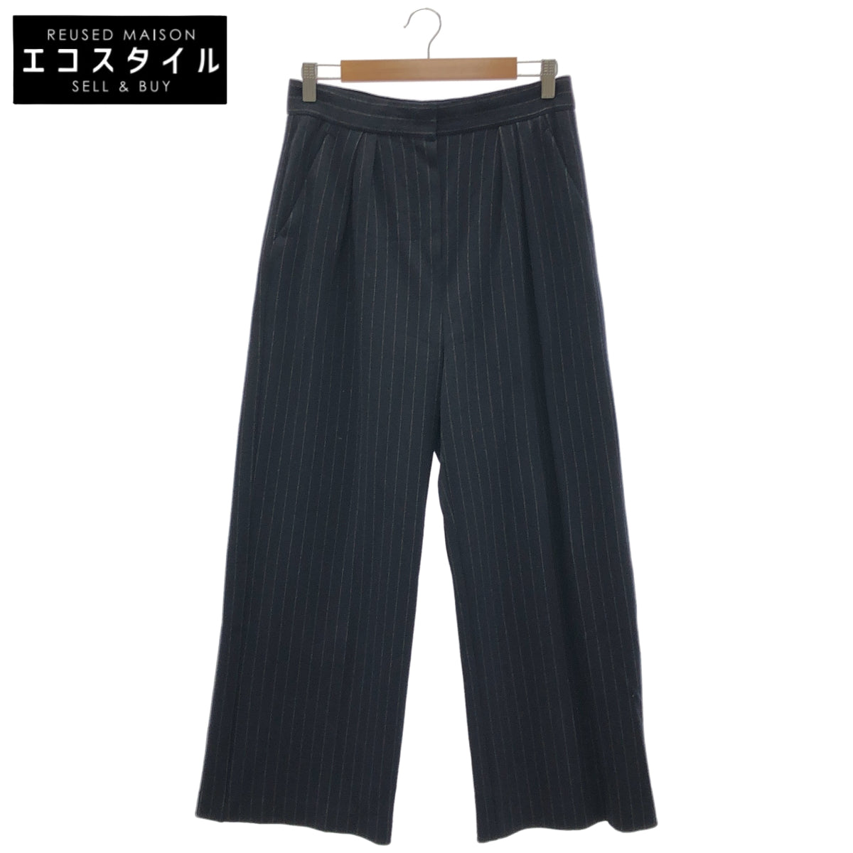Max Mara マックスマーラ 17860629 ネイビー　MATILDE マチルダ　ストライプ スラックス　パンツ ボトムス