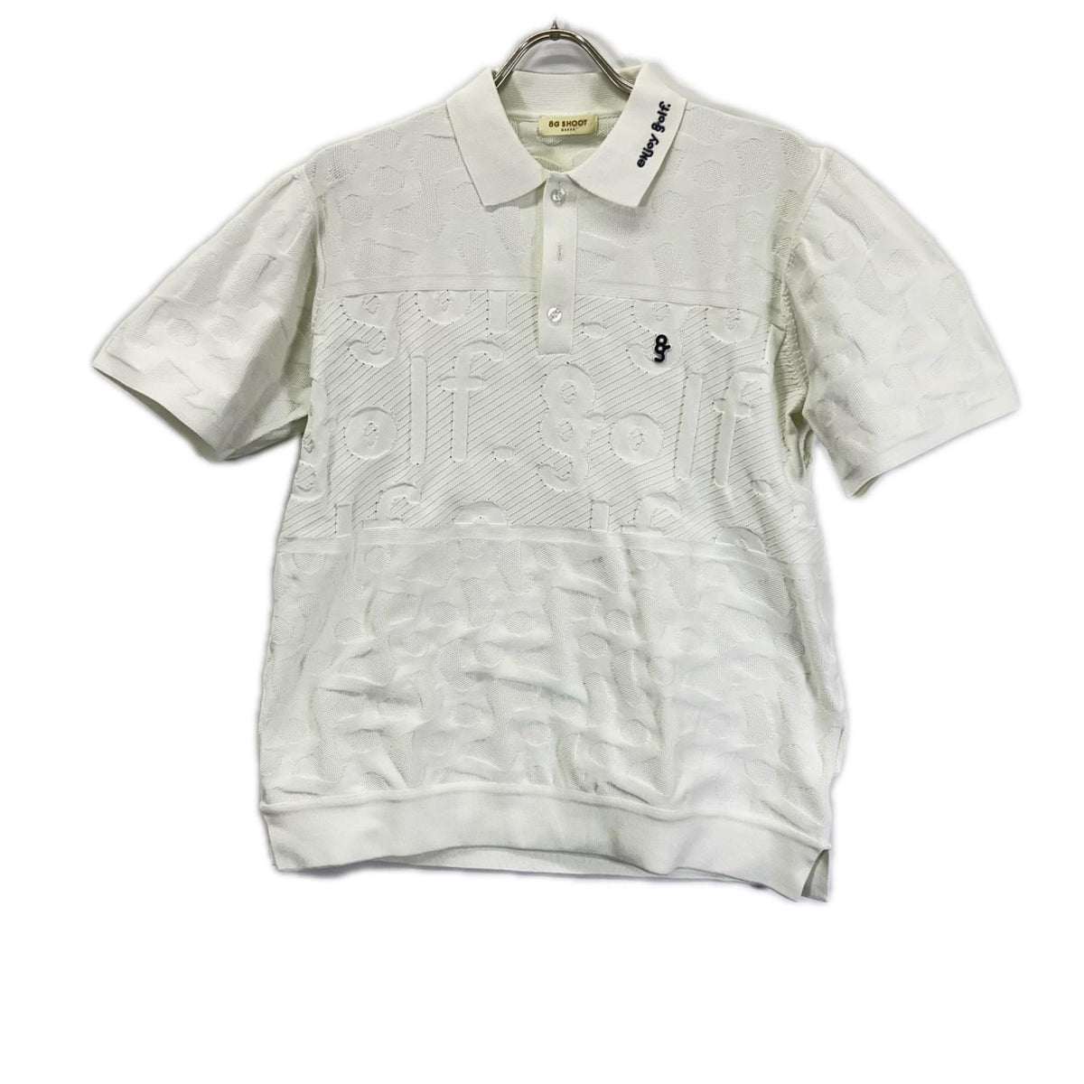 ホワイト LOGO JACQUARD KNIT POLO トップス