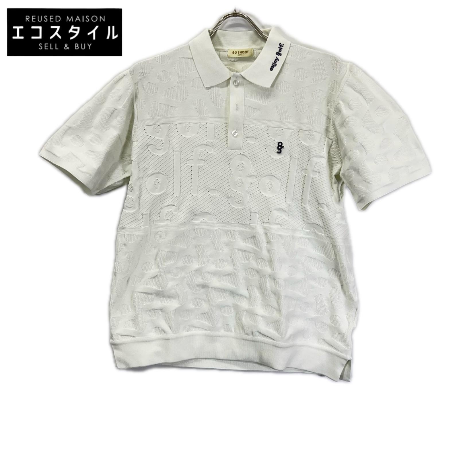 ホワイト LOGO JACQUARD KNIT POLO トップス