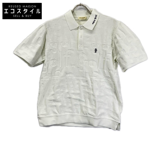 ホワイト LOGO JACQUARD KNIT POLO トップス