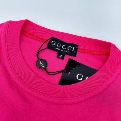 GUCCI グッチ 1155 ピンク インターロッキング ロゴ刺繍 コットン Tシャツ トップス