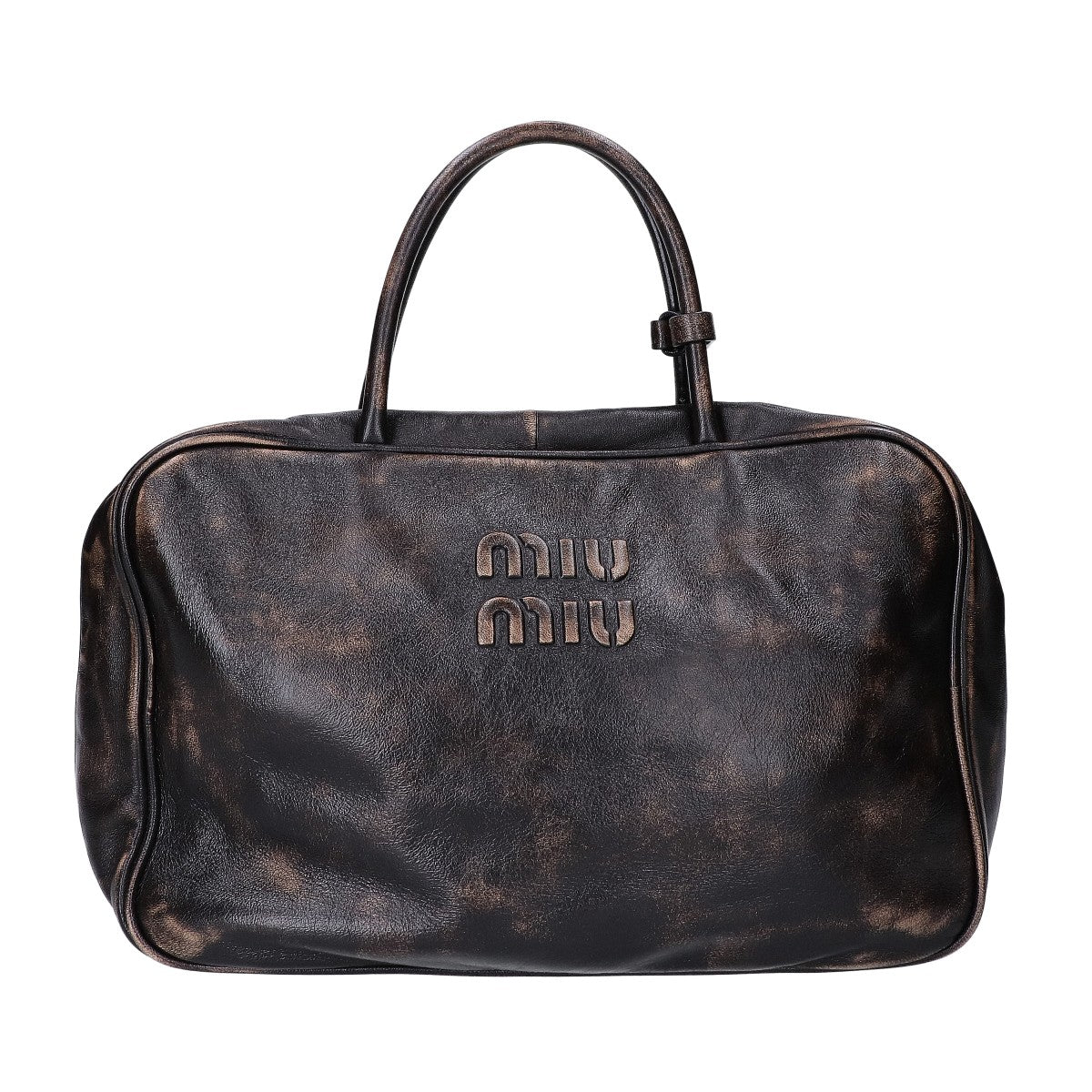 MIUMIU ミュウミュウ 美品 5BB117 ヴィンテージ風 ボー ナッパレザー ハンドバッグ