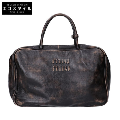 MIUMIU ミュウミュウ 美品 5BB117 ヴィンテージ風 ボー ナッパレザー ハンドバッグ