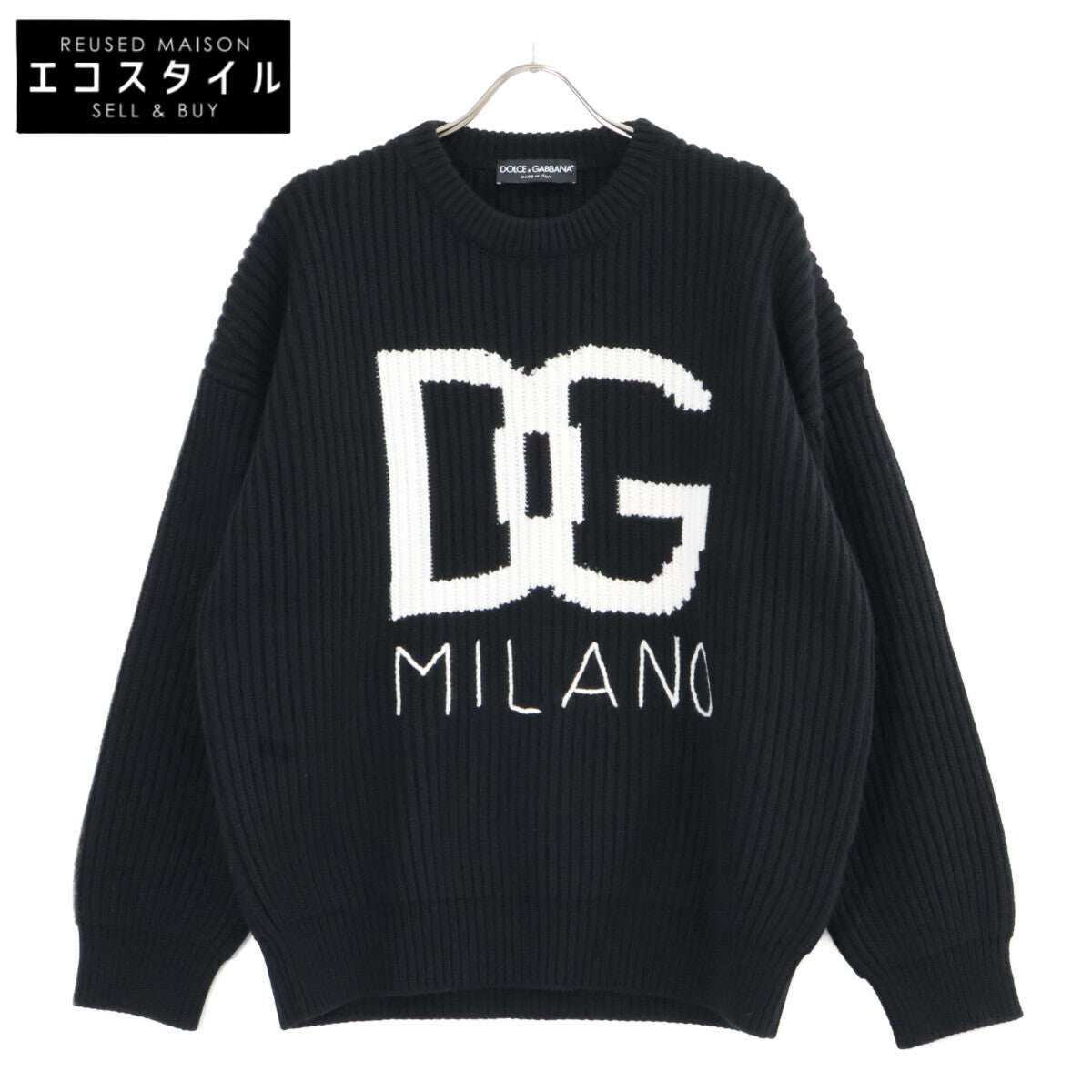 DOLCE&GABBANA ドルチェアンドガッバーナ GXK11T JAWH1 ブラック DGロゴ カシミヤニットセーター トップス