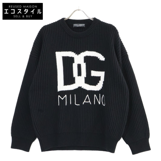 DOLCE&GABBANA ドルチェアンドガッバーナ GXK11T JAWH1 ブラック DGロゴ カシミヤニットセーター トップス