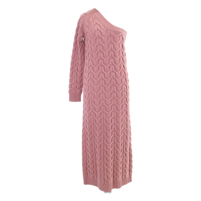 Max Mara マックスマーラ 2313262136 RUNWAY ピンク カシミヤ混 ニットワンショルダードレス ワンピース