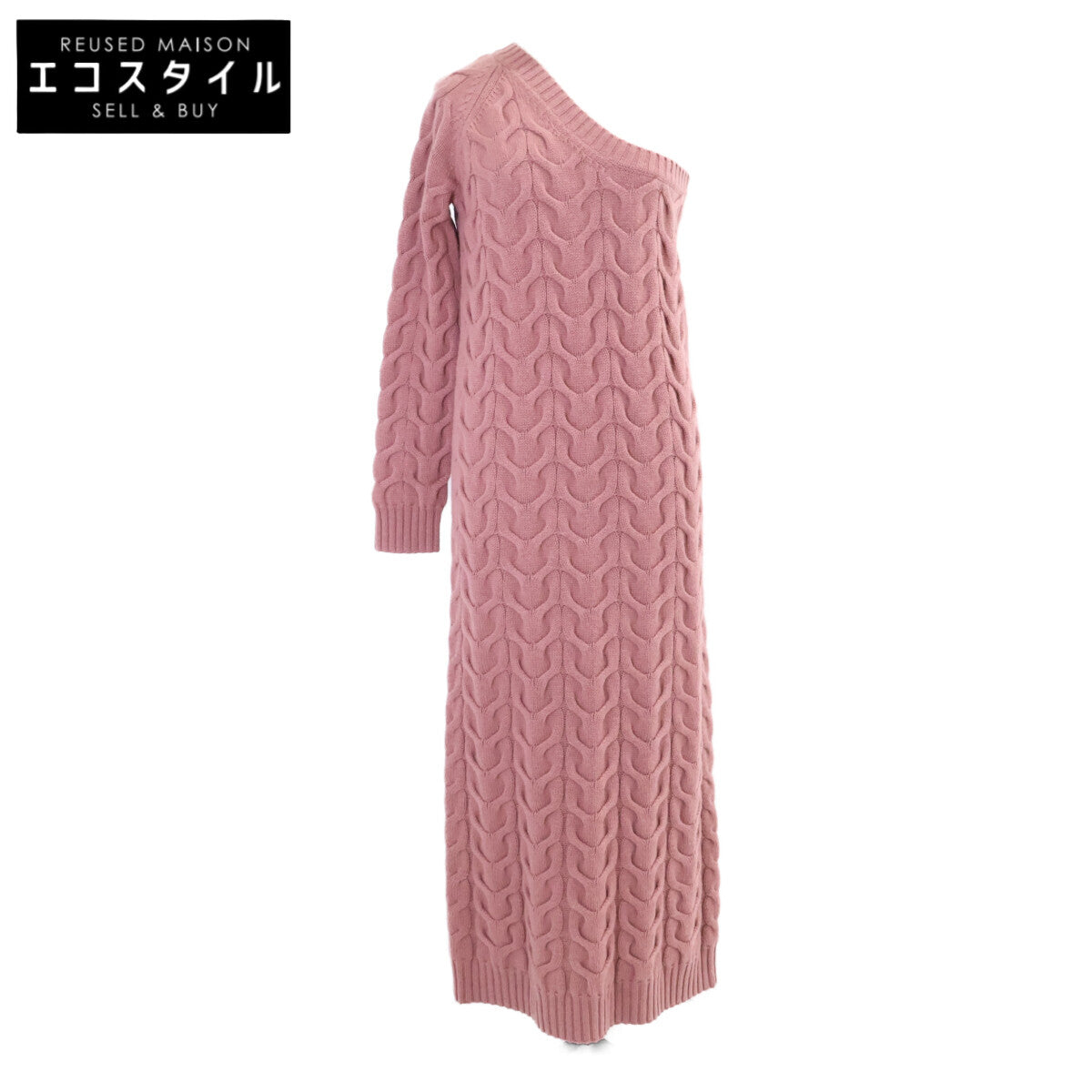 Max Mara マックスマーラ 2313262136 RUNWAY ピンク カシミヤ混 ニットワンショルダードレス ワンピース