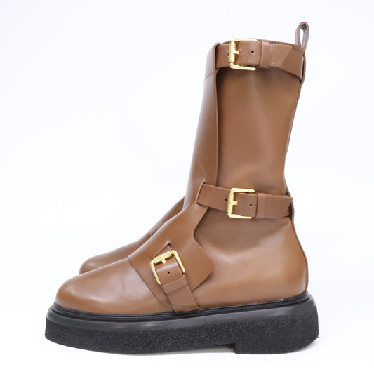 Max Mara マックスマーラ 【Excellent condition】Calf Leather Buckle Boots Shoes