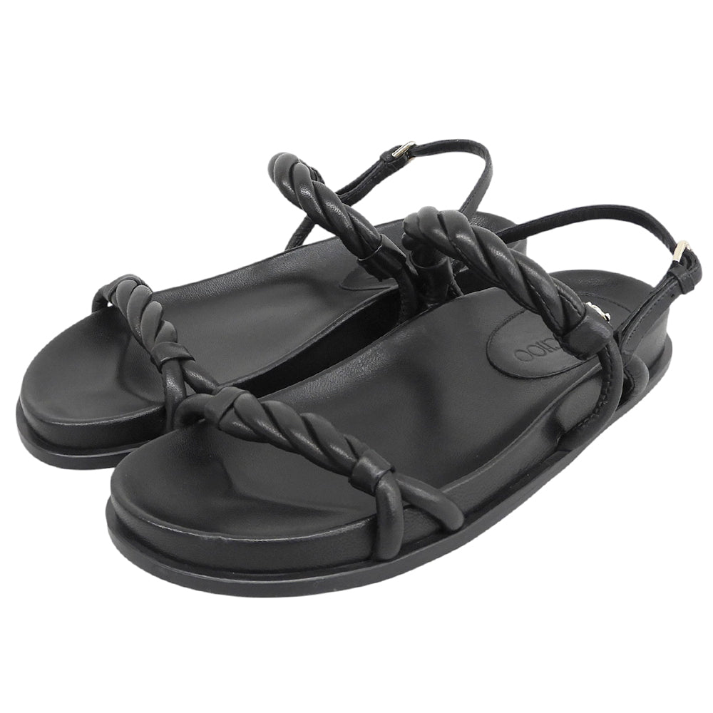 JIMMY CHOO ジミーチュウ 美品 DIOSA フラットサンダル シューズ レディース ブラック 36 シューズ