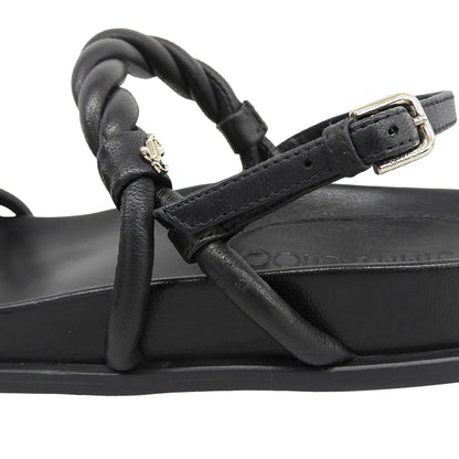 JIMMY CHOO ジミーチュウ 美品 DIOSA フラットサンダル シューズ レディース ブラック 36 シューズ