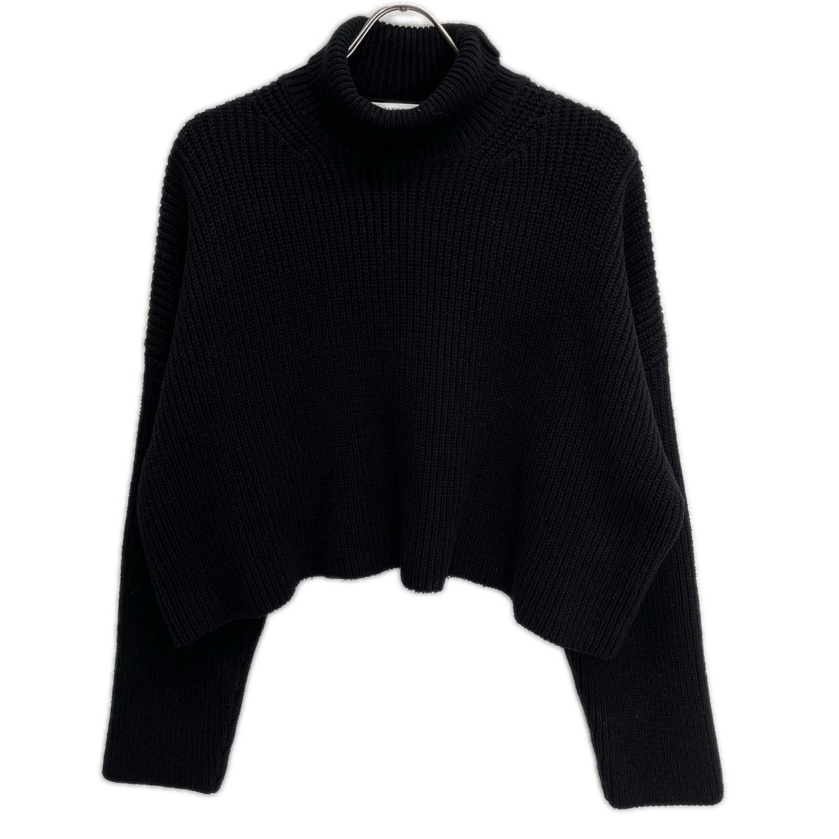 BALENCIAGA バレンシアガ 21年 682002 ブラック オーバーサイズ クロップド タートルネック ニット トップス