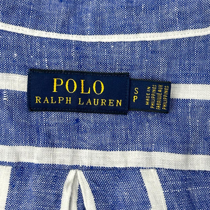 POLObyRalphLauren ポロラルフローレン ブルー×ホワイト リネン100　ポニー刺繍　ストライプシャツ トップス