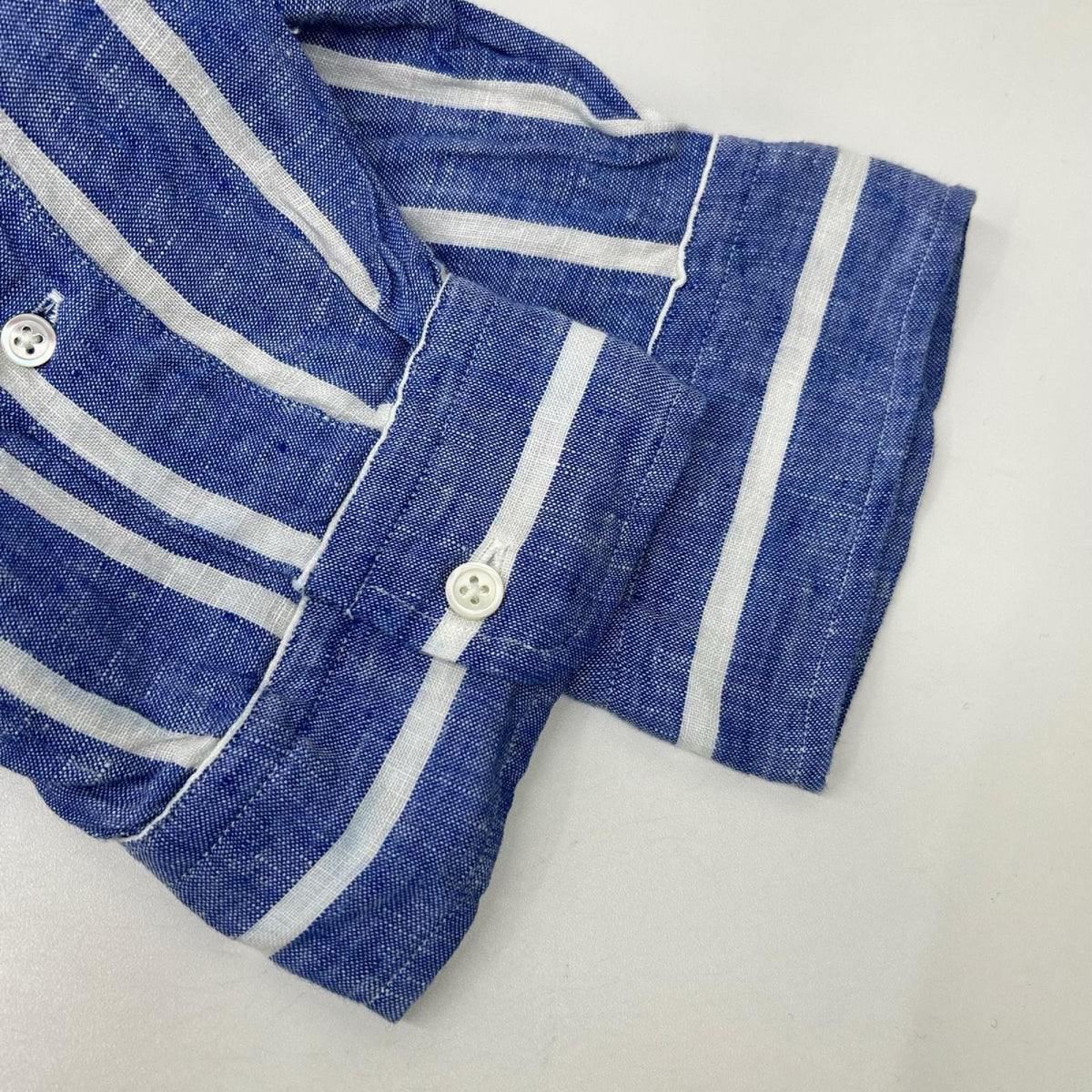 POLObyRalphLauren ポロラルフローレン ブルー×ホワイト リネン100　ポニー刺繍　ストライプシャツ トップス