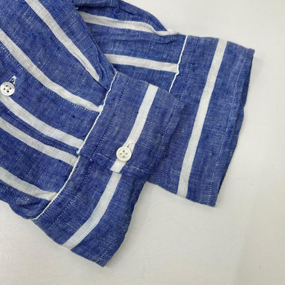 POLObyRalphLauren ポロラルフローレン ブルー×ホワイト リネン100　ポニー刺繍　ストライプシャツ トップス