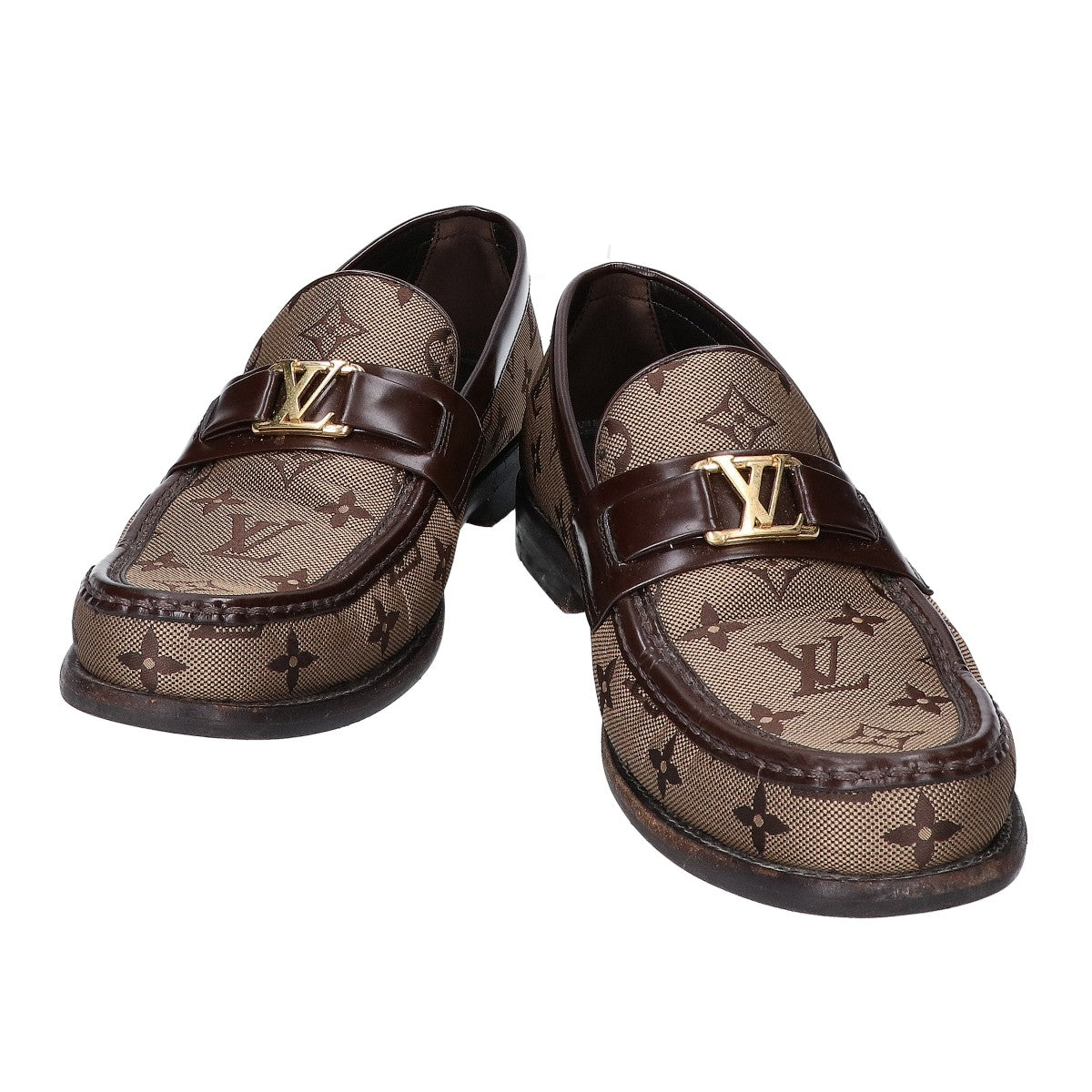 LOUIS VUITTON ルイヴィトン 23年製 モノグラムジャガードxレザー メジャーライン ローファー シューズ