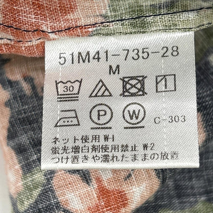Burberry Black Label バーバリーブラックレーベル 51M41-735-28 ネイビー リネン フラワー総柄 ショートスリーブシャツ トップス