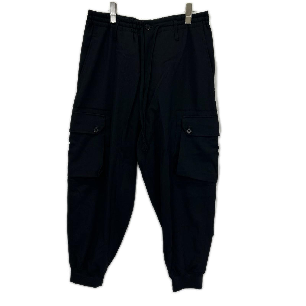 Ground Y グラウンドワイ GA-P07-101 ブラック WOOL GABARDINE STANDARD RIBBED HEM CARGO カーゴパンツ ボトムス