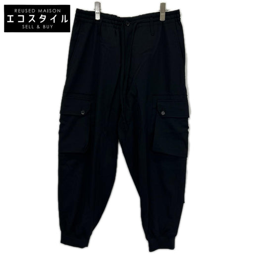 Ground Y グラウンドワイ GA-P07-101 ブラック WOOL GABARDINE STANDARD RIBBED HEM CARGO カーゴパンツ ボトムス