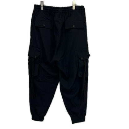 Ground Y グラウンドワイ GA-P07-101 ブラック WOOL GABARDINE STANDARD RIBBED HEM CARGO カーゴパンツ ボトムス