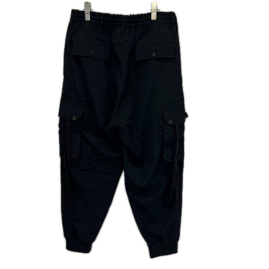 Ground Y グラウンドワイ GA-P07-101 ブラック WOOL GABARDINE STANDARD RIBBED HEM CARGO カーゴパンツ ボトムス