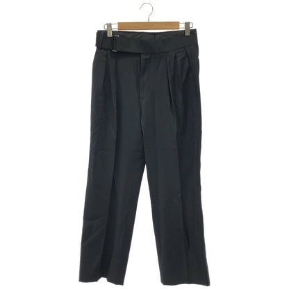 PaulSmith ポールスミス 25AW 692Z ブラック カシミア混 ウール ベルトフロント ワイドトライザーズ パンツ ボトムス