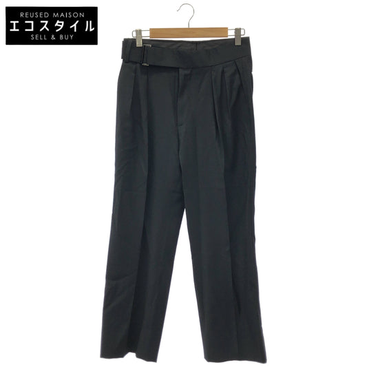 PaulSmith ポールスミス 25AW 692Z ブラック カシミア混 ウール ベルトフロント ワイドトライザーズ パンツ ボトムス
