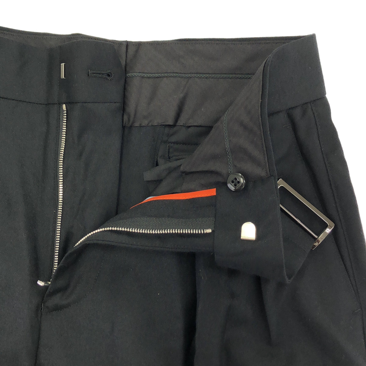 PaulSmith ポールスミス 25AW 692Z ブラック カシミア混 ウール ベルトフロント ワイドトライザーズ パンツ ボトムス