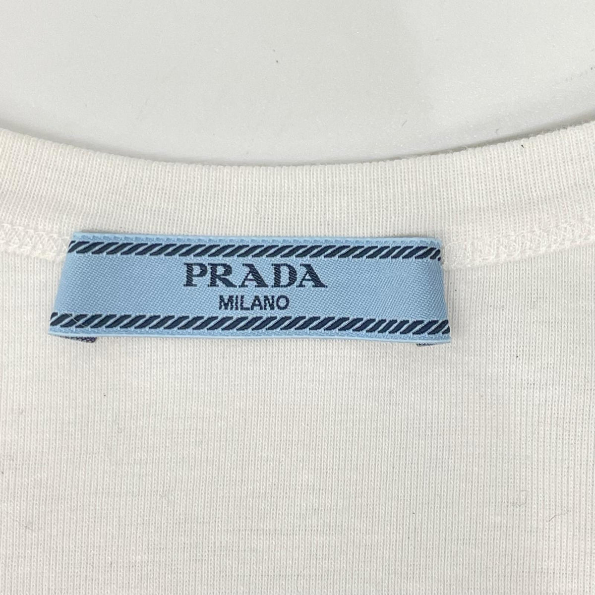 PRADA プラダ 39546X ホワイト トライアングルロゴ リブニット ジャージー タンクトップ トップス