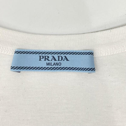 PRADA プラダ 39546X ホワイト トライアングルロゴ リブニット ジャージー タンクトップ トップス