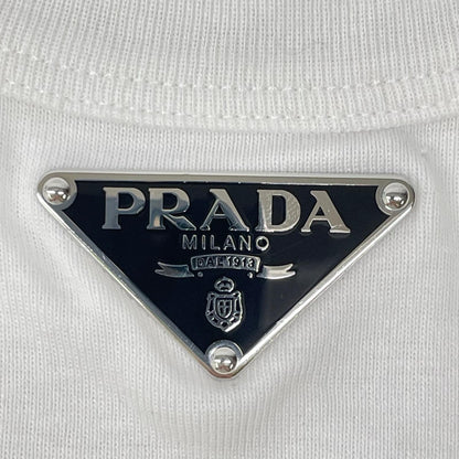 PRADA プラダ 39546X ホワイト トライアングルロゴ リブニット ジャージー タンクトップ トップス