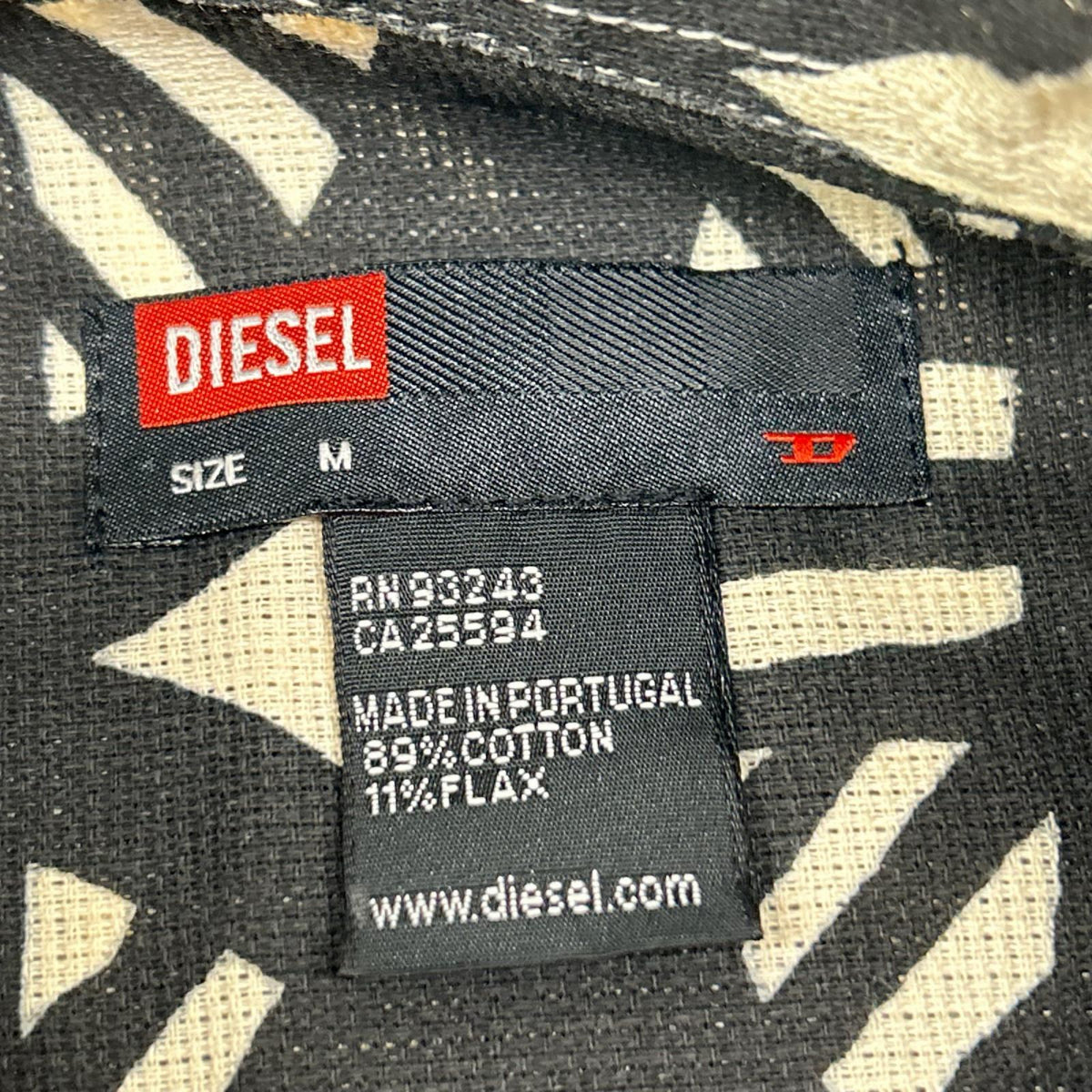 DIESEL ディーゼル 90s~00s ブラック 旧タグ パンドラ期 リネン混 総柄 シャツ トップス