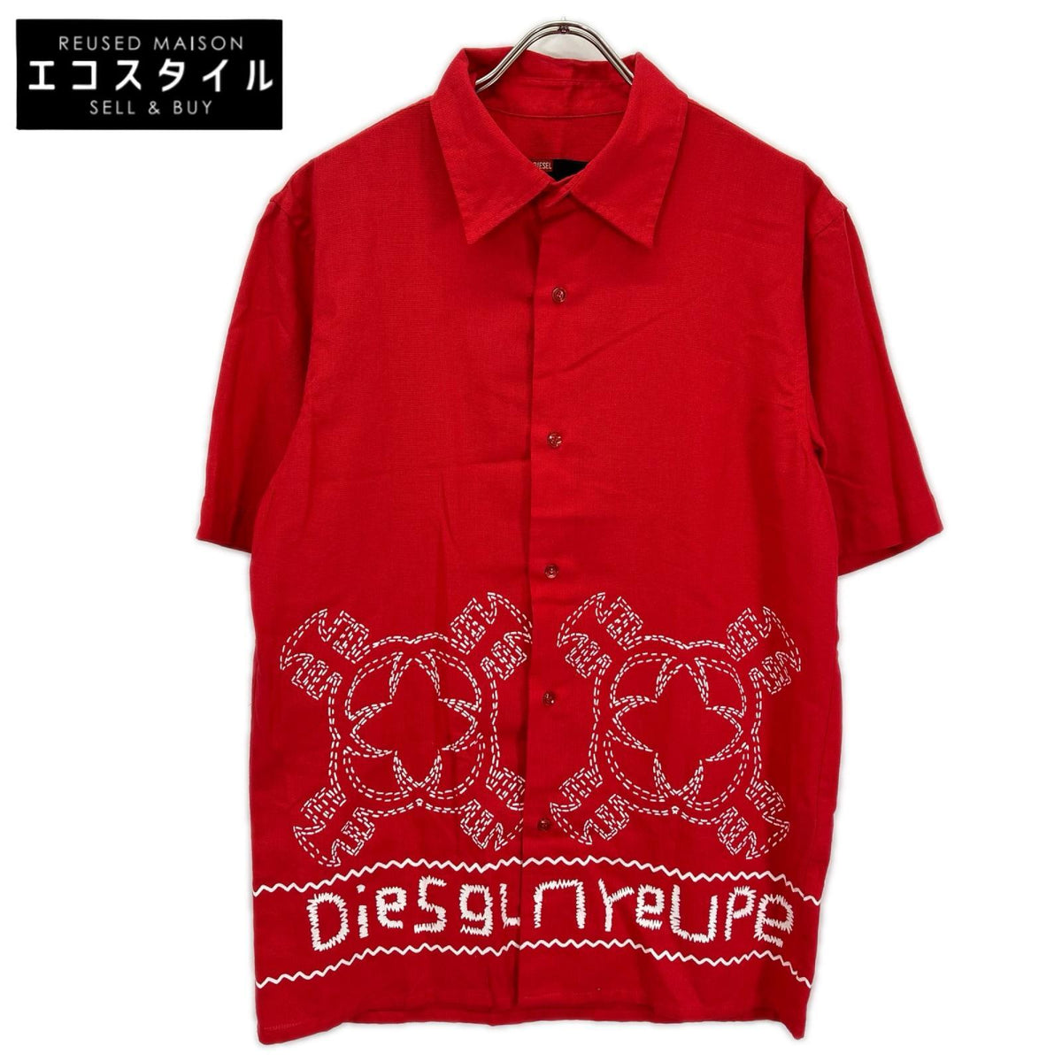 DIESEL ディーゼル 90s~00s レッド 旧タグ パンドラ期 リネン混 シャツ トップス