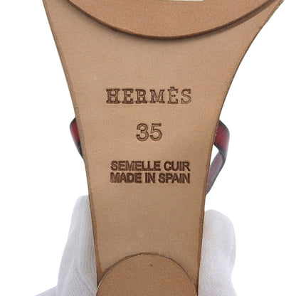 HERMES エルメス ウェッジソールサンダル レディース レッド ベージュ 35 シューズ