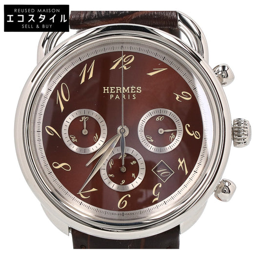 HERMES エルメス 新品仕上げ済み AR4.910 ブラウン文字盤 アルソー クロノグラフ 自動巻き 腕時計