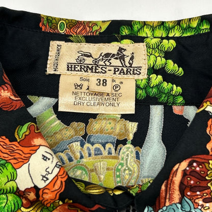 HERMES エルメス ブラック ヴィンテージ シルクシャツ トップス