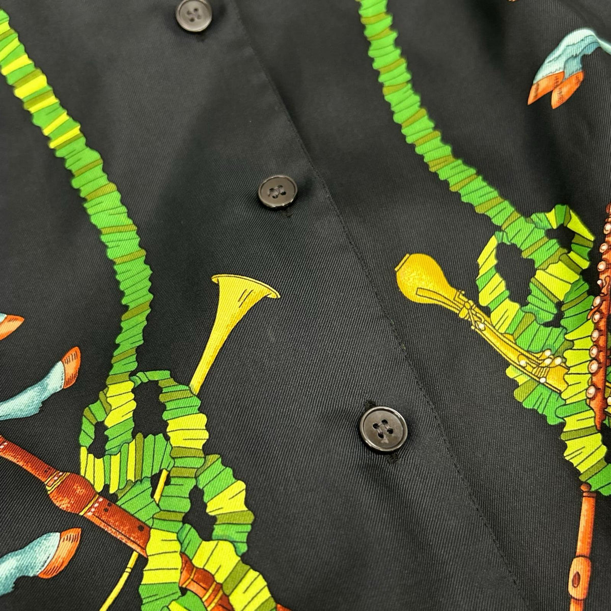 HERMES エルメス ブラック ヴィンテージ シルクシャツ トップス