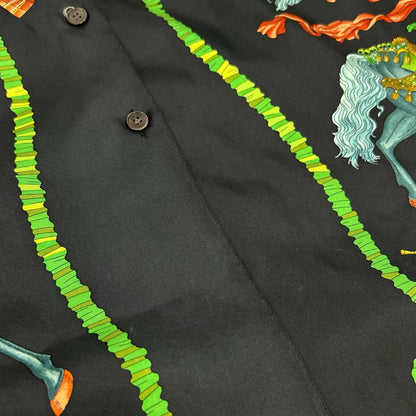 HERMES エルメス ブラック ヴィンテージ シルクシャツ トップス