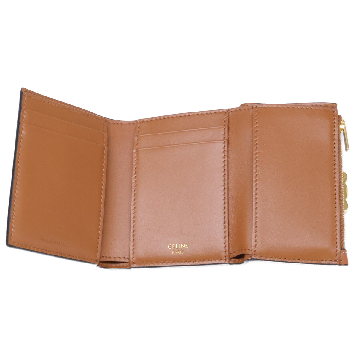 CELINE セリーヌ 【美品】10M963 ファイン ストラップウォレット ニノ / サプルグレインドカーフスキン 三つ折り財布 三つ折り財布（小銭入れあり）