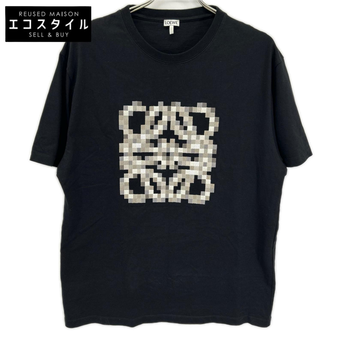 LOEWE ロエベ H526Y22XAD ブラック ピクセルアナグラム刺繍Tシャツ トップス