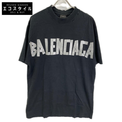 BALENCIAGA バレンシアガ 739784 ユニセックス 24年 ブラック TOVA9 テープロゴTシャツ トップス