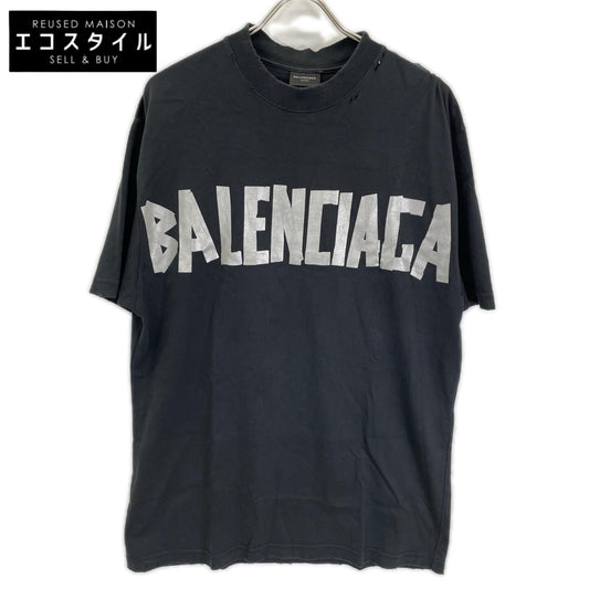 BALENCIAGA バレンシアガ 739784 ユニセックス 24年 ブラック TOVA9 テープロゴTシャツ トップス