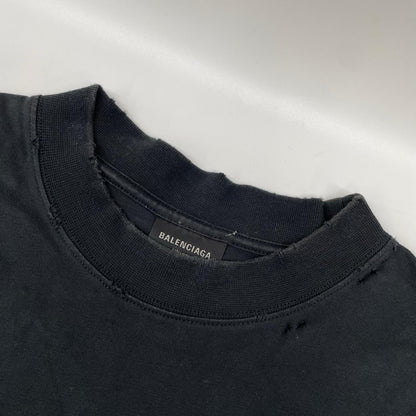 BALENCIAGA バレンシアガ 739784 ユニセックス 24年 ブラック TOVA9 テープロゴTシャツ トップス