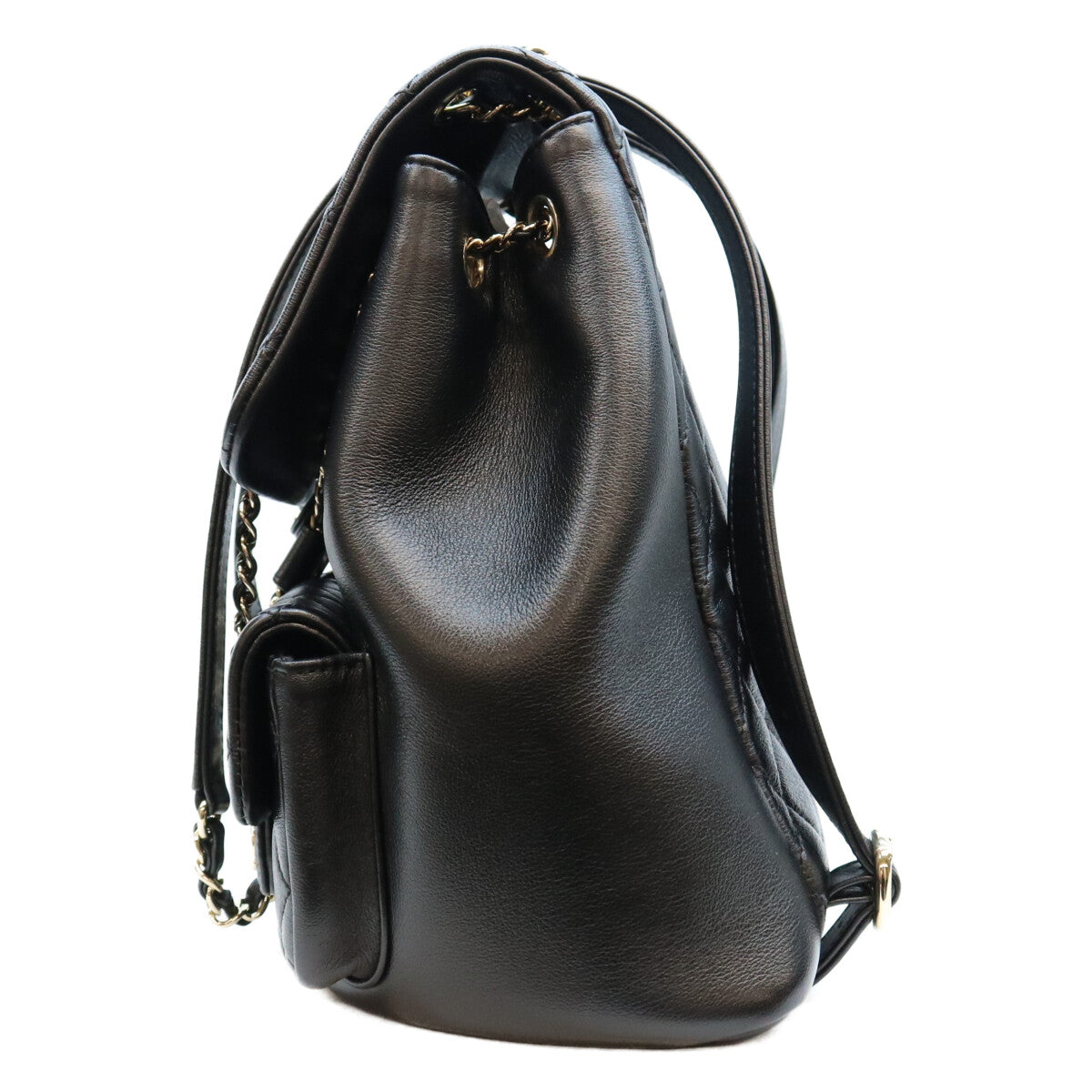 CHANEL シャネル AS3738 黒 ラム G金具 マトラッセ ココマーク バックパック リュックサック リュック バックパック