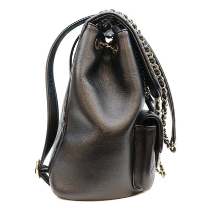 CHANEL シャネル AS3738 黒 ラム G金具 マトラッセ ココマーク バックパック リュックサック リュック バックパック