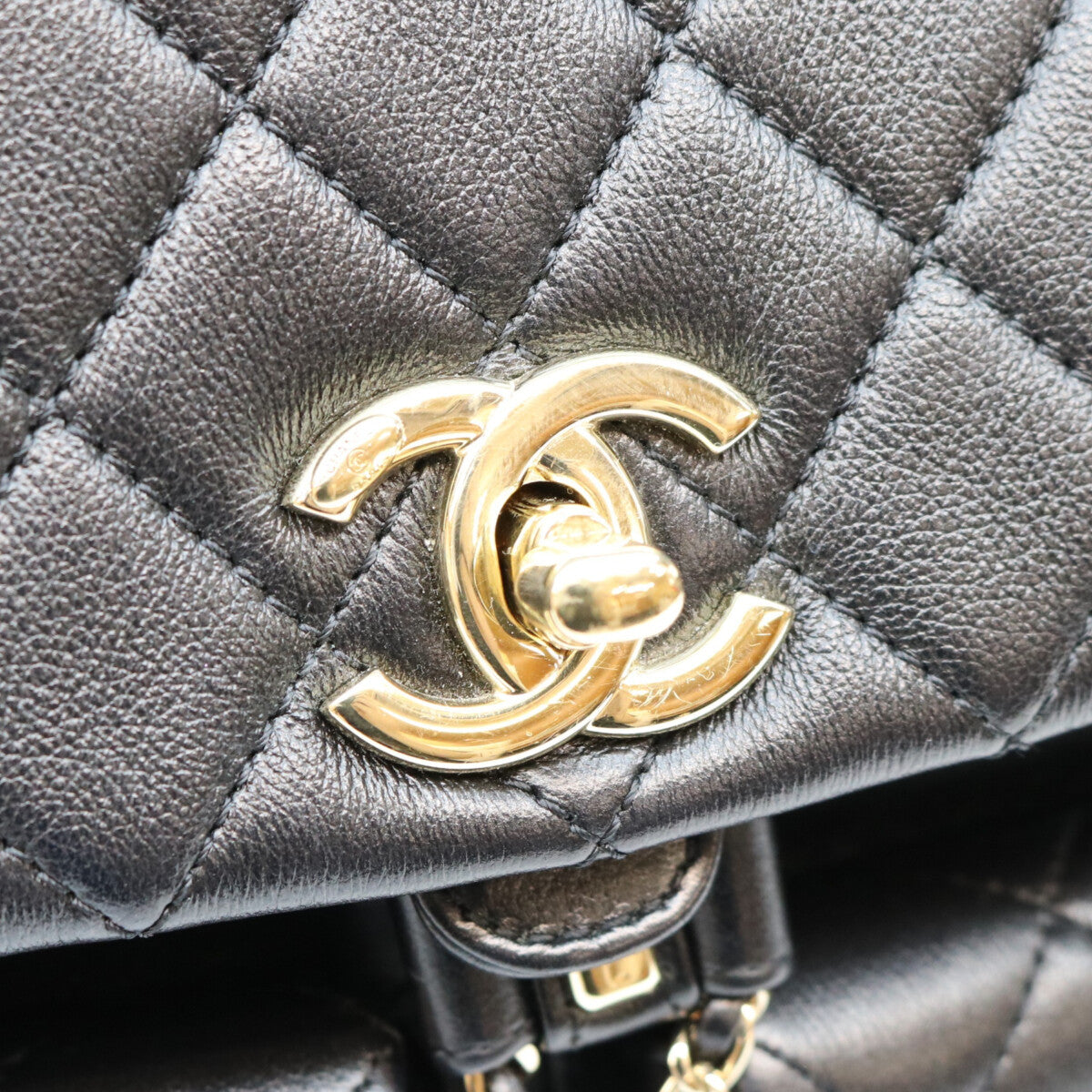 CHANEL シャネル AS3738 黒 ラム G金具 マトラッセ ココマーク バックパック リュックサック リュック バックパック